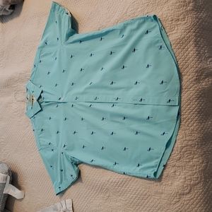 light blue medium flamingo print button down denim and flower